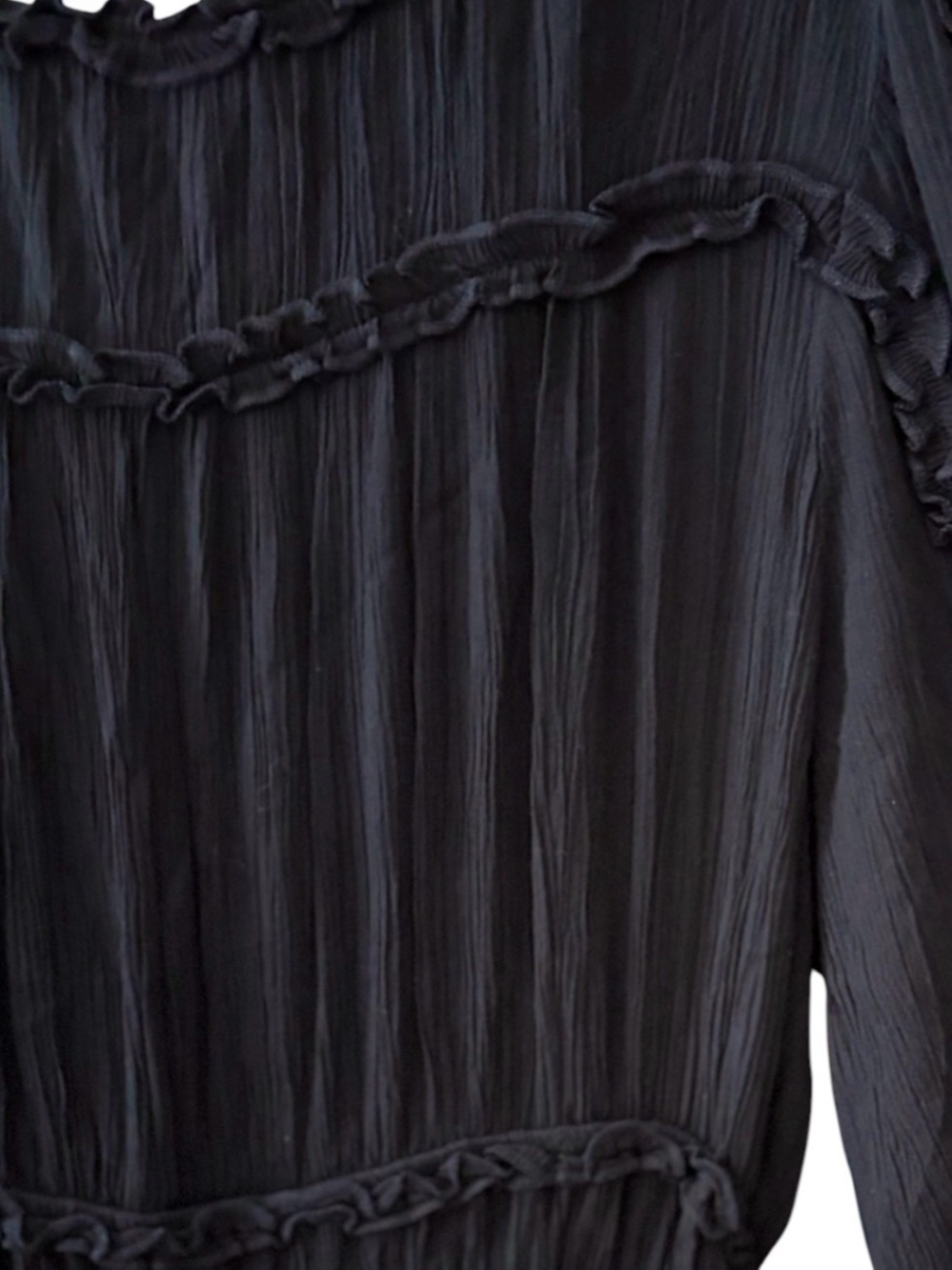 Wayward Fancies eShakti Black Dress Long Sleeve Ruffled - Picture 2 of 8